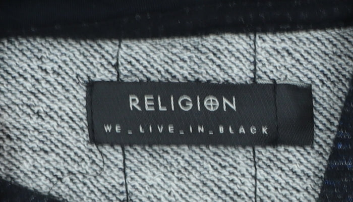 Religion Men's Black Full Zip Hoodie Size M Cotton Blend