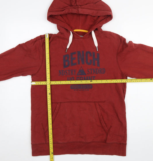 Bench Men's Red Pullover Hoodie Medium Graphic Logo Hooded Sweatshirt
