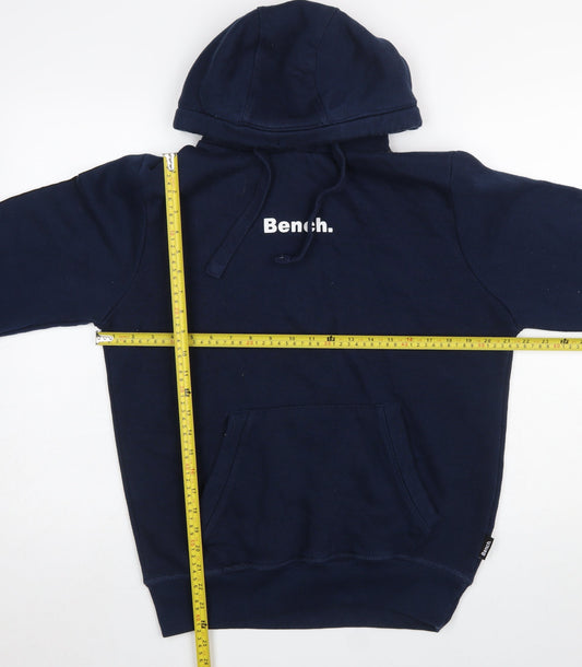 Bench Men's Blue Pullover Hoodie M Logo Fleece Long Sleeve