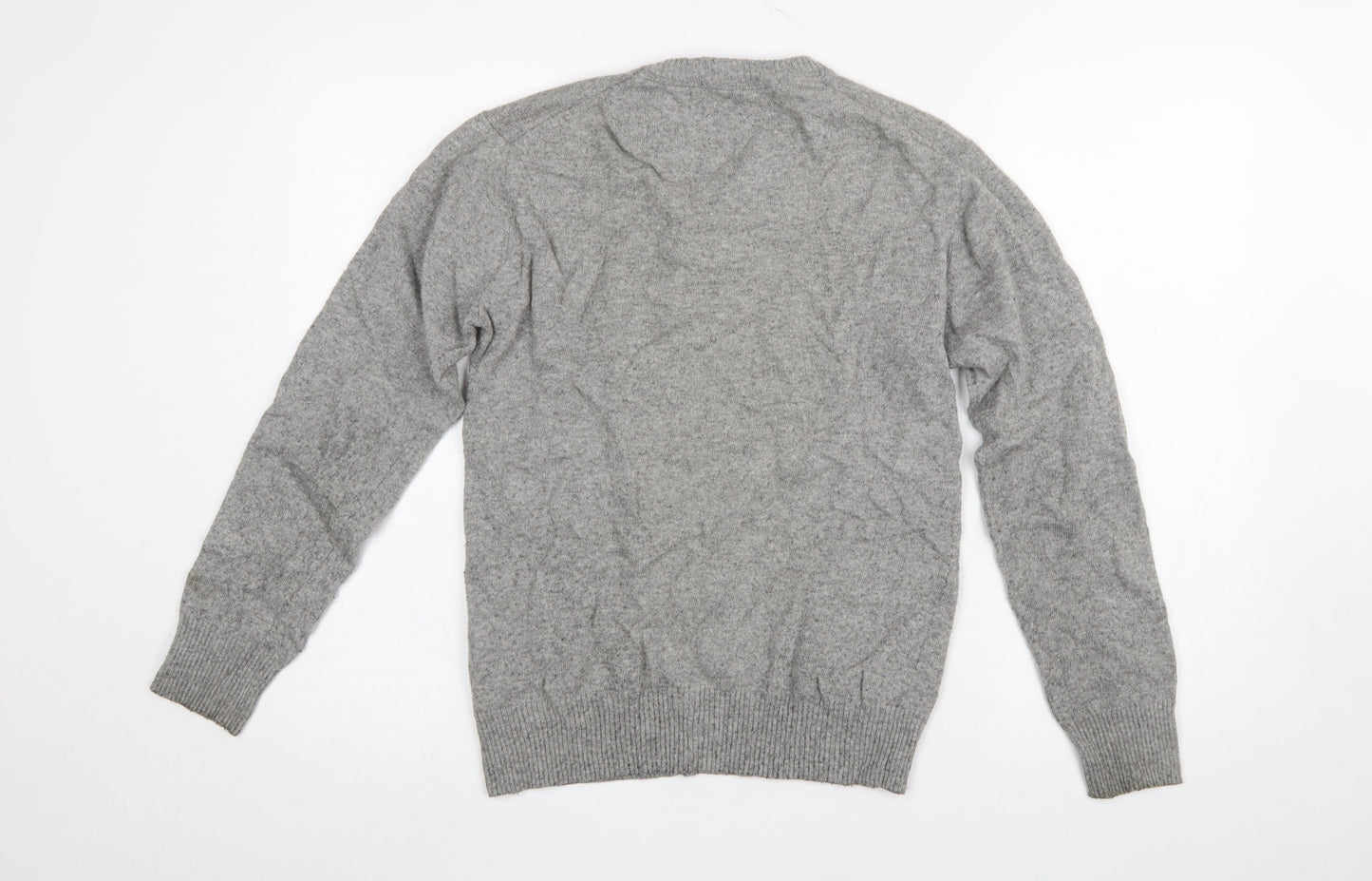 Black Label Crestbridge Women's Grey Wool Wolf Jumper M