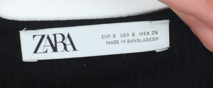 Zara Women Black Slim Fit Long Sleeve Knit Jumper Size 8