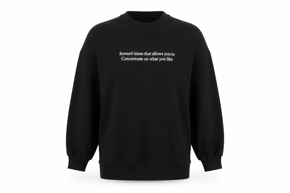 Global Work Women's Black Pullover Sweatshirt L Graphic Print Crew Neck