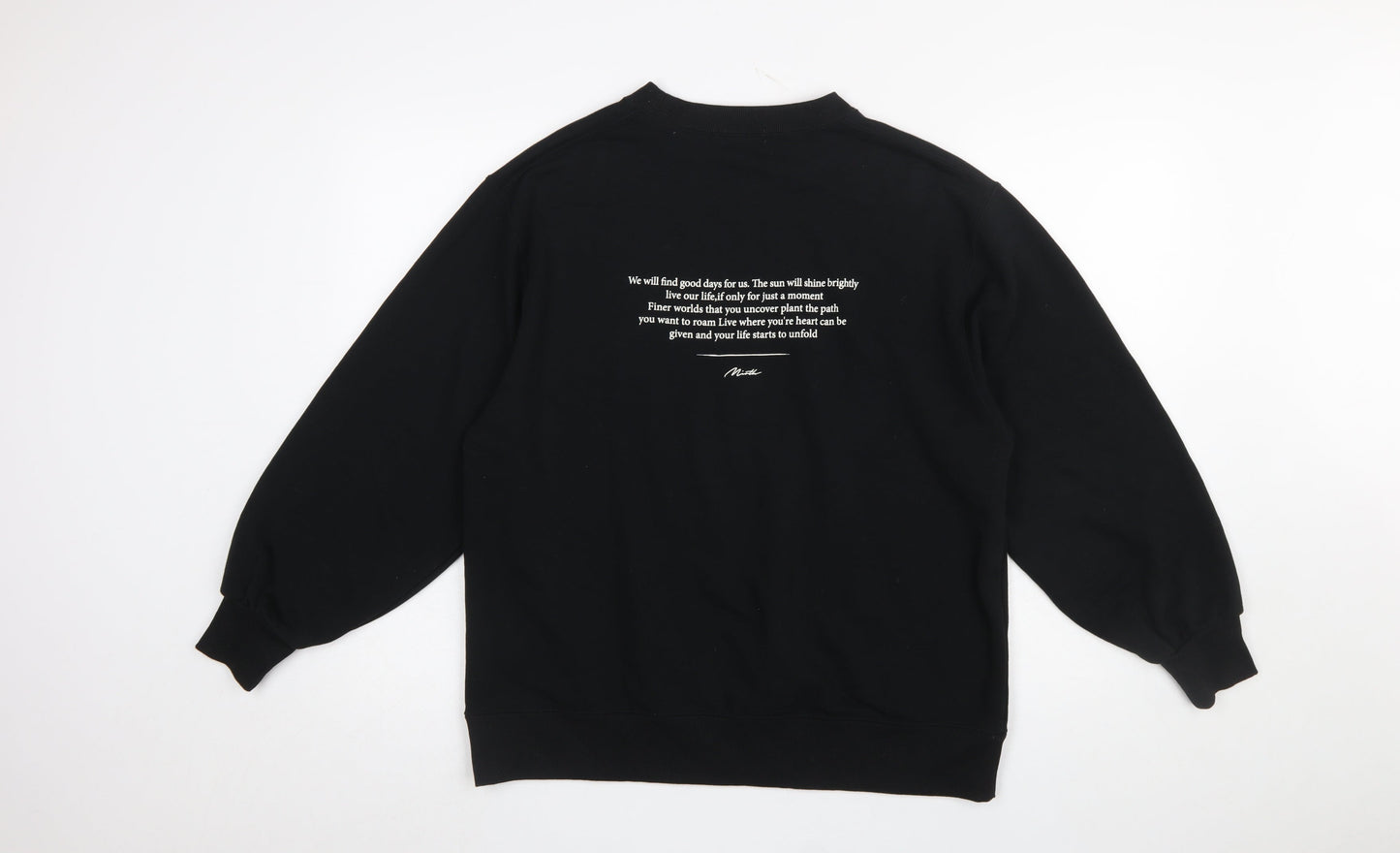 Global Work Women's Black Pullover Sweatshirt L Graphic Print Crew Neck
