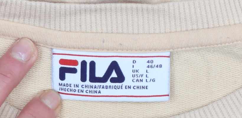 Fila Women Beige Crew Neck Pullover Sweatshirt Size L