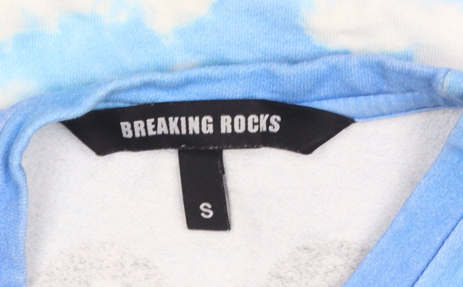 Breaking Rocks Womens Blue Cloud Print Cotton Pullover Sweatshirt S