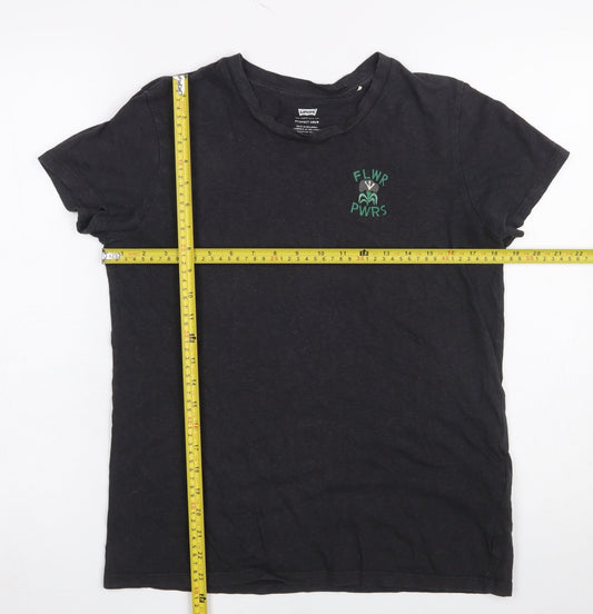 Levi's Women's Black Crew Neck Cotton Hemp T-Shirt Size M