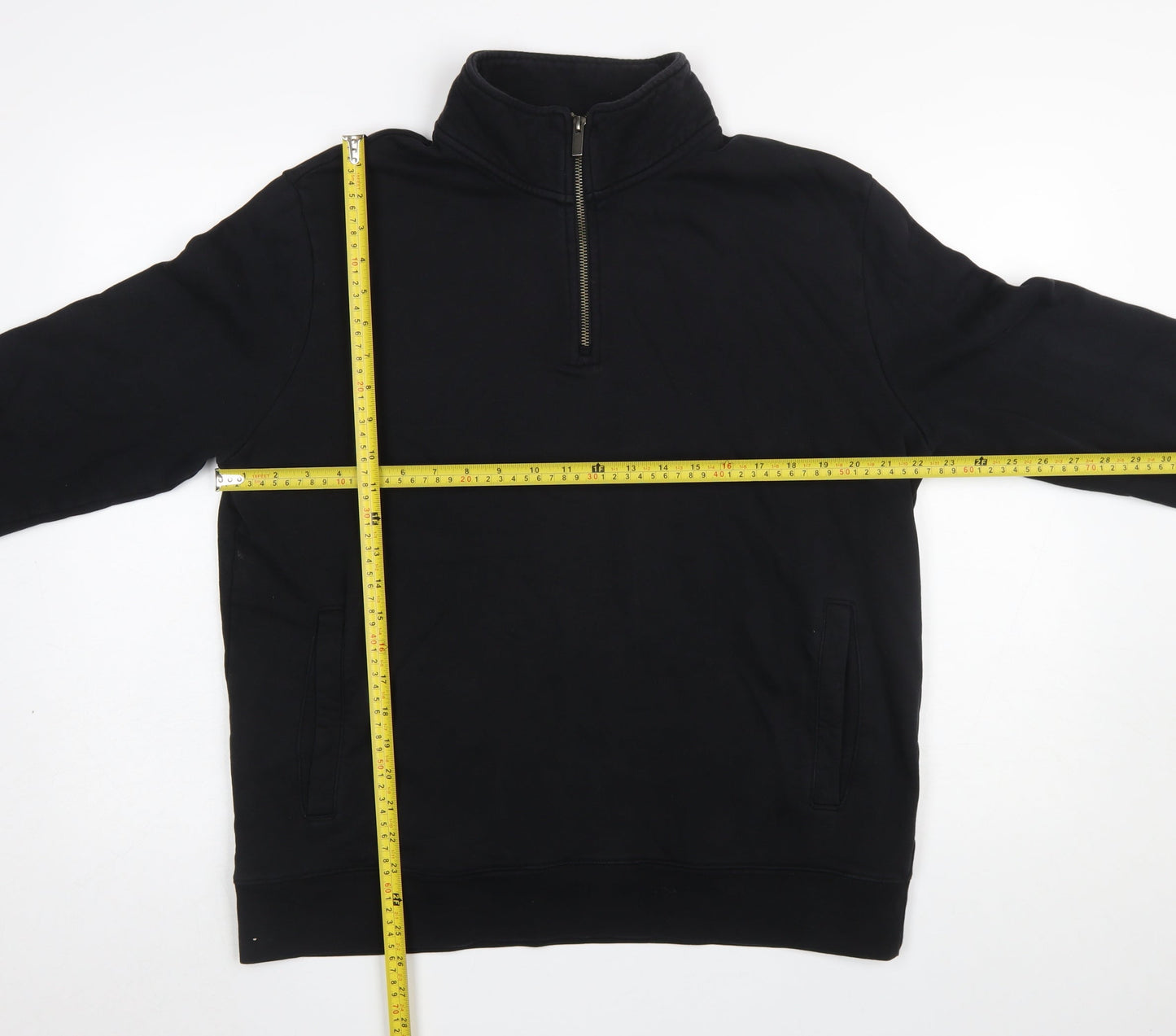 Marks and Spencer Men's Black 1/4 Zip Sweatshirt Size L