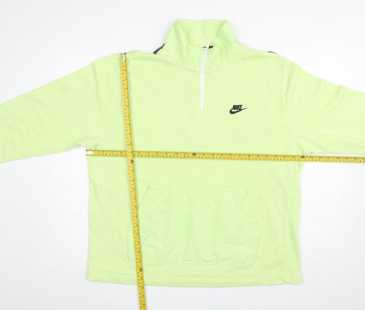 Nike Men's Green 1/4 Zip Pullover Sweatshirt L Regular Fit Fleece Logo