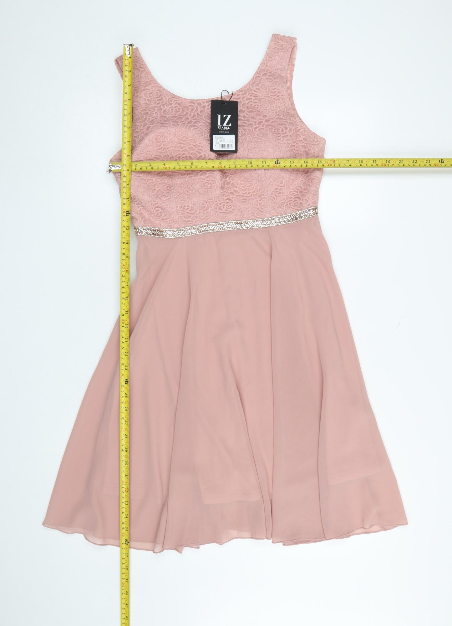 Izabel London Women's Pink Fit & Flare Knee Length Sleeveless Dress Size 12