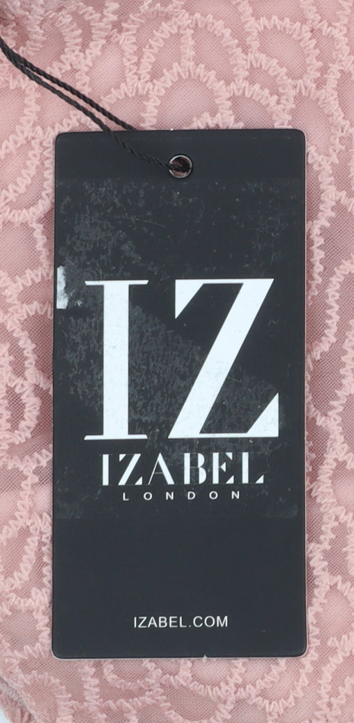 Izabel London Women's Pink Fit & Flare Knee Length Sleeveless Dress Size 12