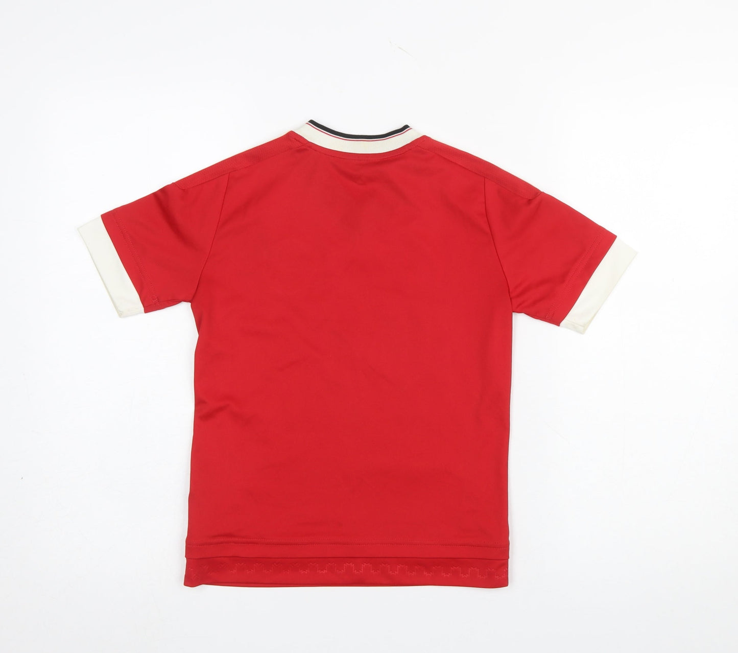 adidas Boys Red Manchester United Football Jersey 9-10 Years Climalite T-Shirt