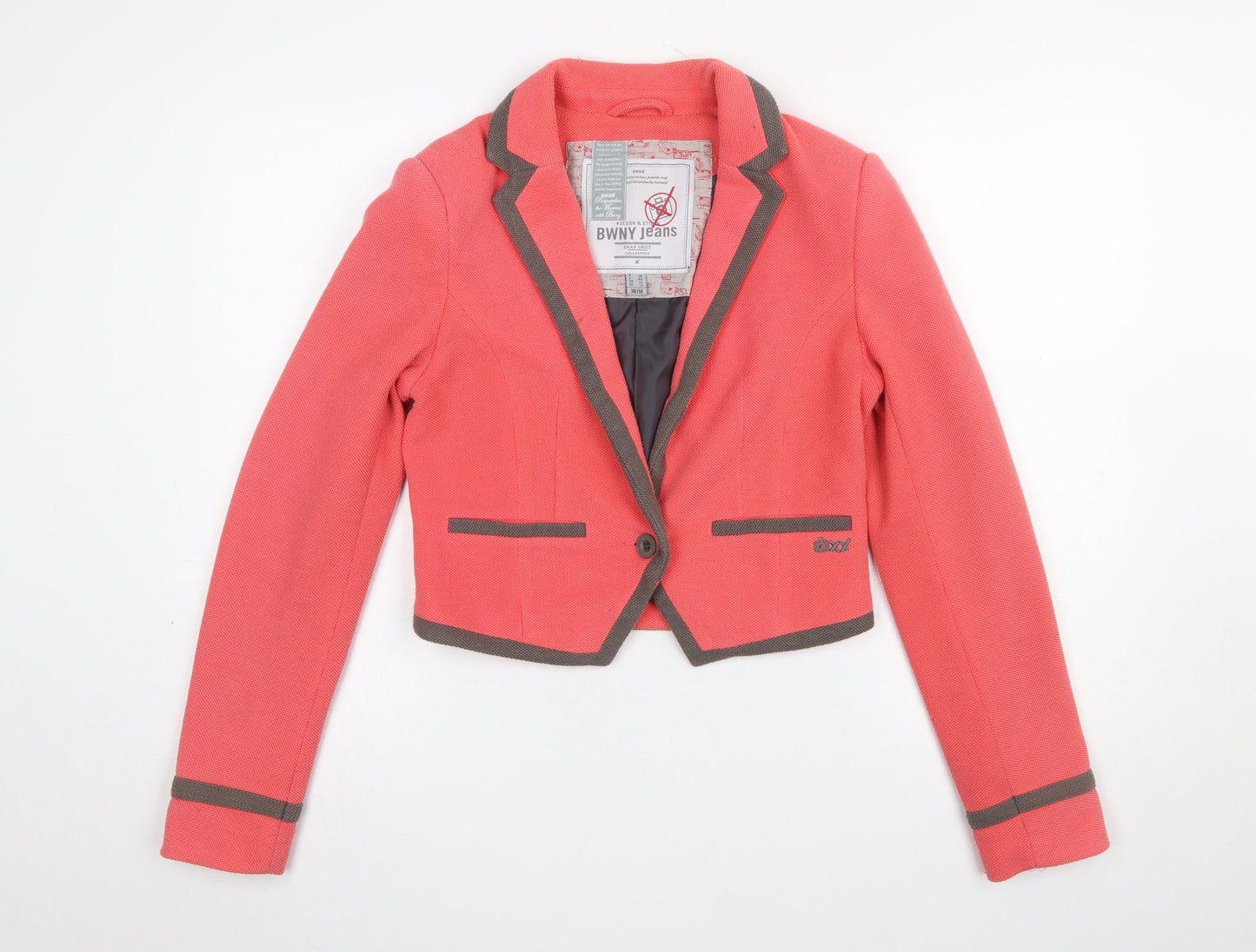 BWNY Jeans Coral Cropped Blazer Womens UK 12 Medium Single Breasted