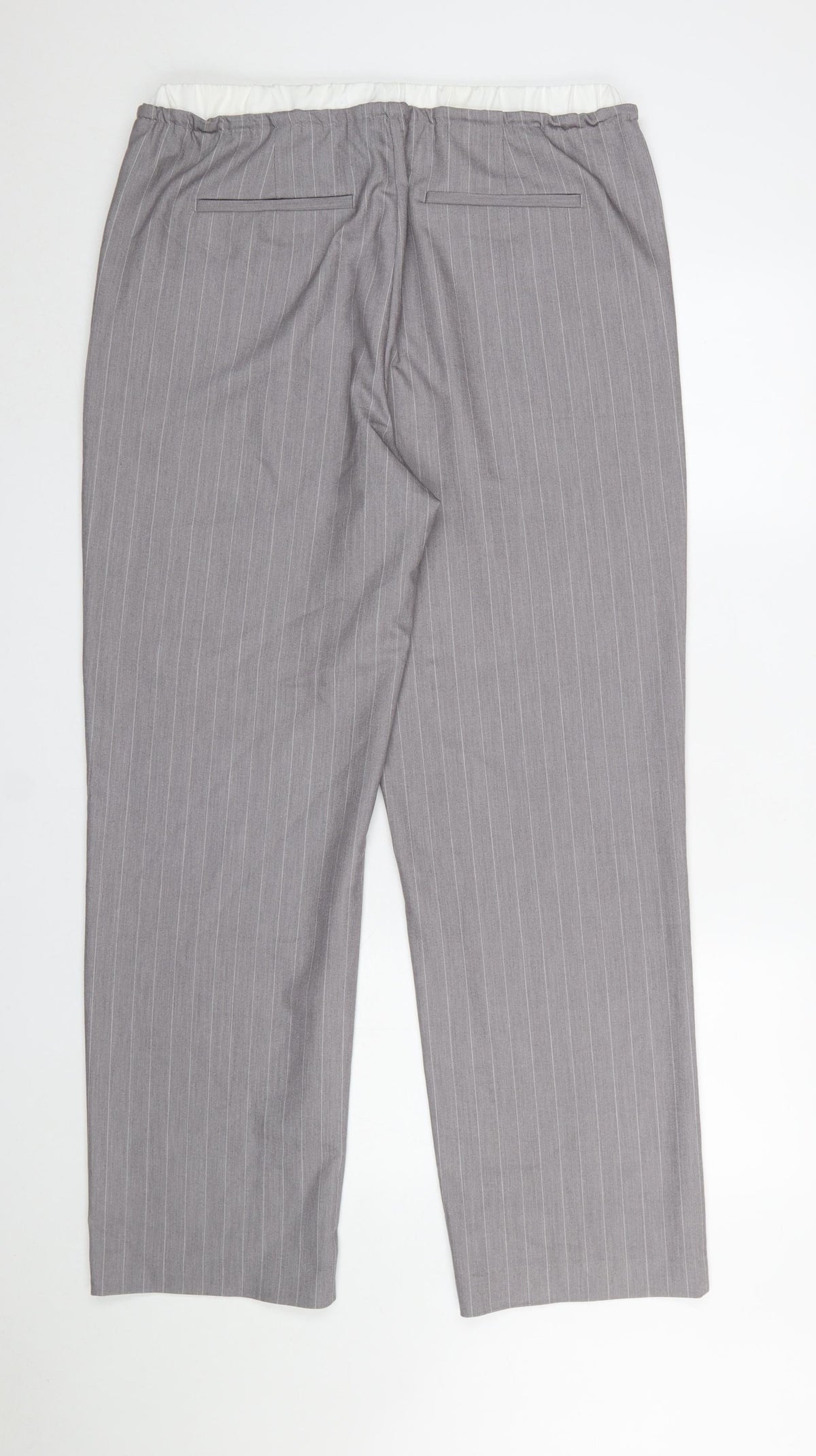 Close-up detail of Only Women’s Grey Pinstripe Tailored Drawstring Trousers L 32