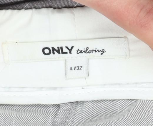 Brand and care label for Only Women’s Grey Pinstripe Tailored Drawstring Trousers L 32