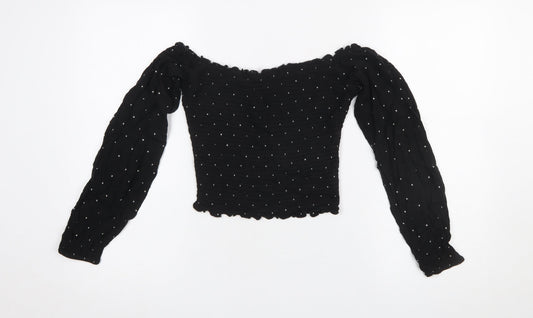 Hollister Women's Black Off Shoulder Cropped Blouse Size S