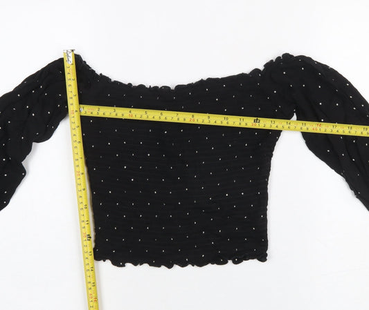 Hollister Women's Black Off Shoulder Cropped Blouse Size S