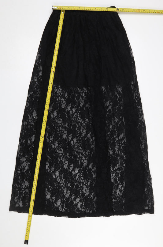 Saint Genies Women’s Black Lace Long A-Line Skirt Size 8