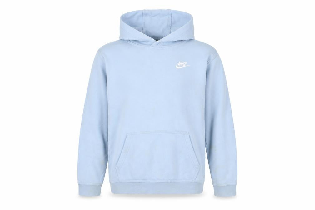 Front view of Nike boys’ blue pullover hoodie xl 158-170cm cotton fleece sweatshirt