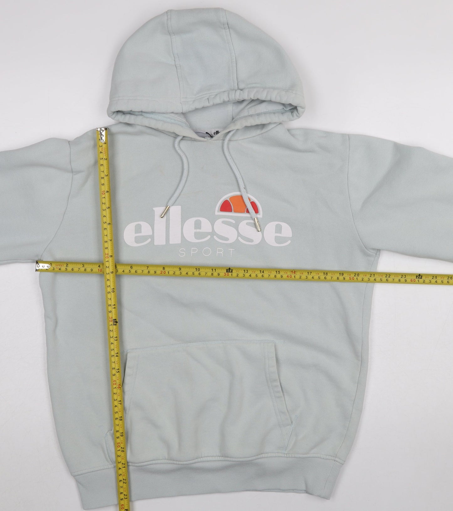 Ellesse Women’s Light Blue Pullover Hoodie UK 12 Cotton Blend Logo Sport
