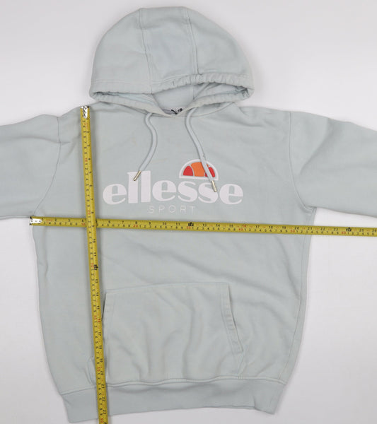Ellesse Women’s Light Blue Pullover Hoodie UK 12 Cotton Blend Logo Sport