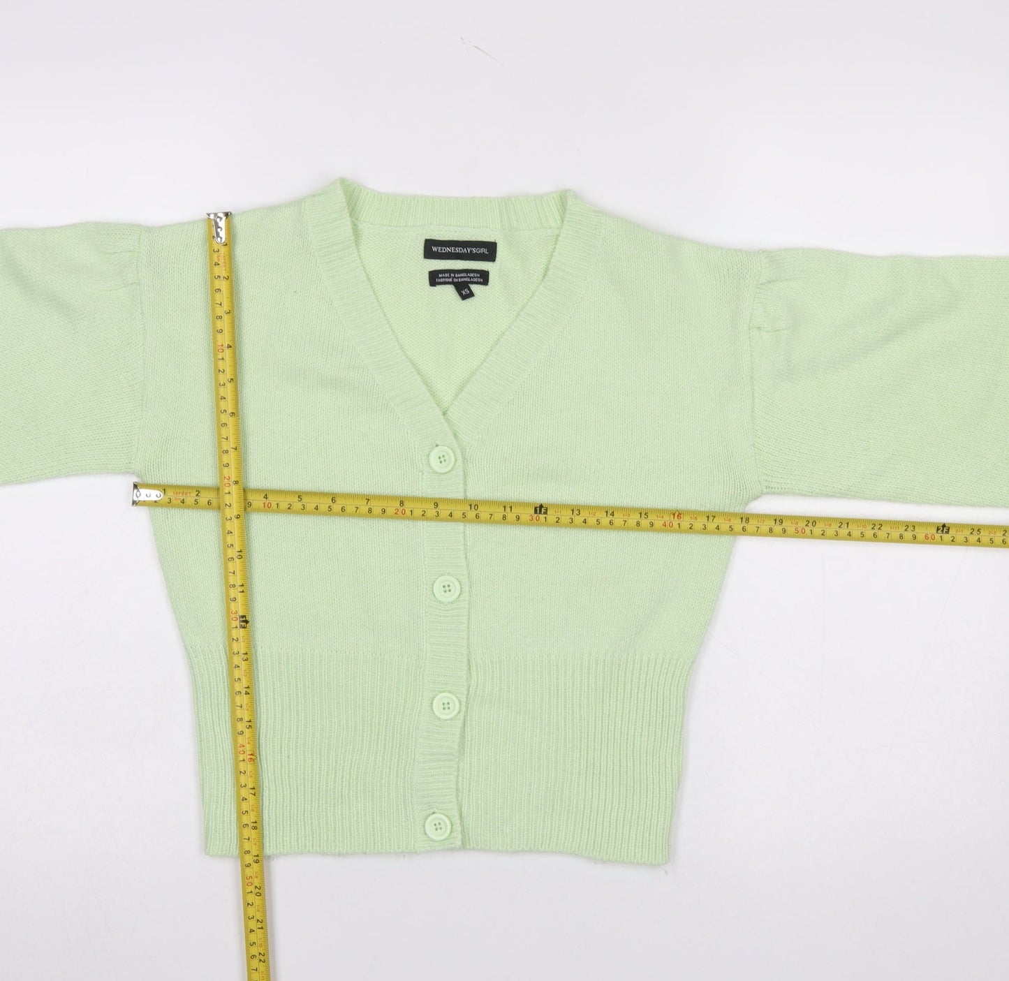 Wednesday's Girl Women's Green V-Neck Button Cardigan XS
