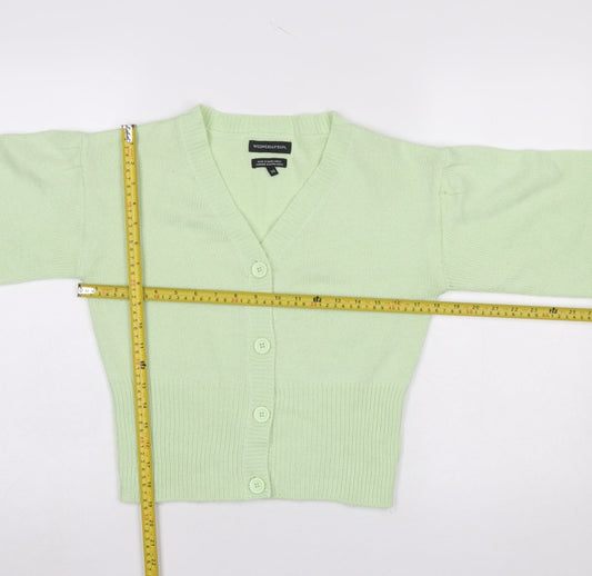 Wednesday's Girl Women's Green V-Neck Button Cardigan XS