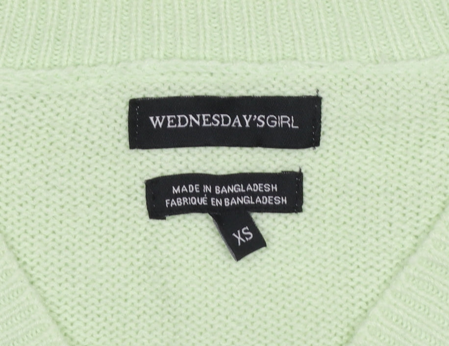 Wednesday's Girl Women's Green V-Neck Button Cardigan XS