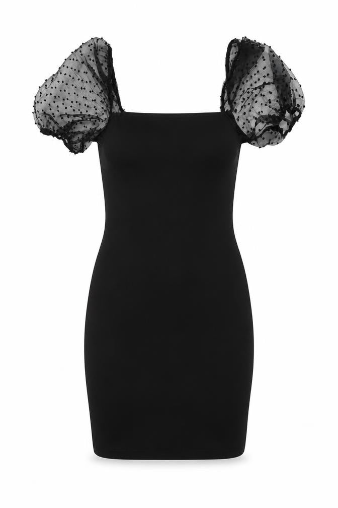 New Look Women’s Black Size 12 Bodycon Puff Sleeve Dress