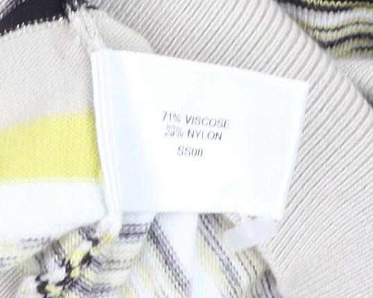 CC Womens Multicoloured Striped V-Neck Short Sleeve Knit Blouse XL