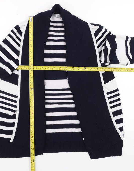 Isle Women's Navy White Striped Open Cardigan Size 18-20 Viscose Blend