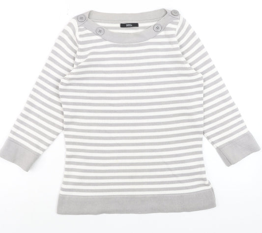 Marks and Spencer Women’s Grey Striped Cotton Jumper UK 8