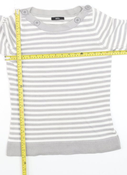 Marks and Spencer Women’s Grey Striped Cotton Jumper UK 8