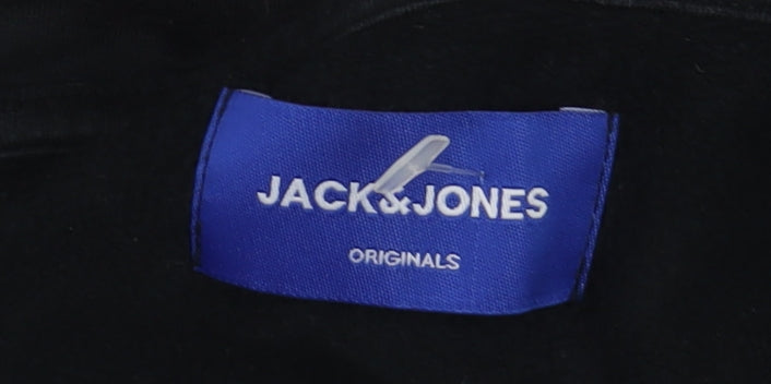 Jack & Jones Men’s Black Full Zip Hoodie Size S Graphic Print