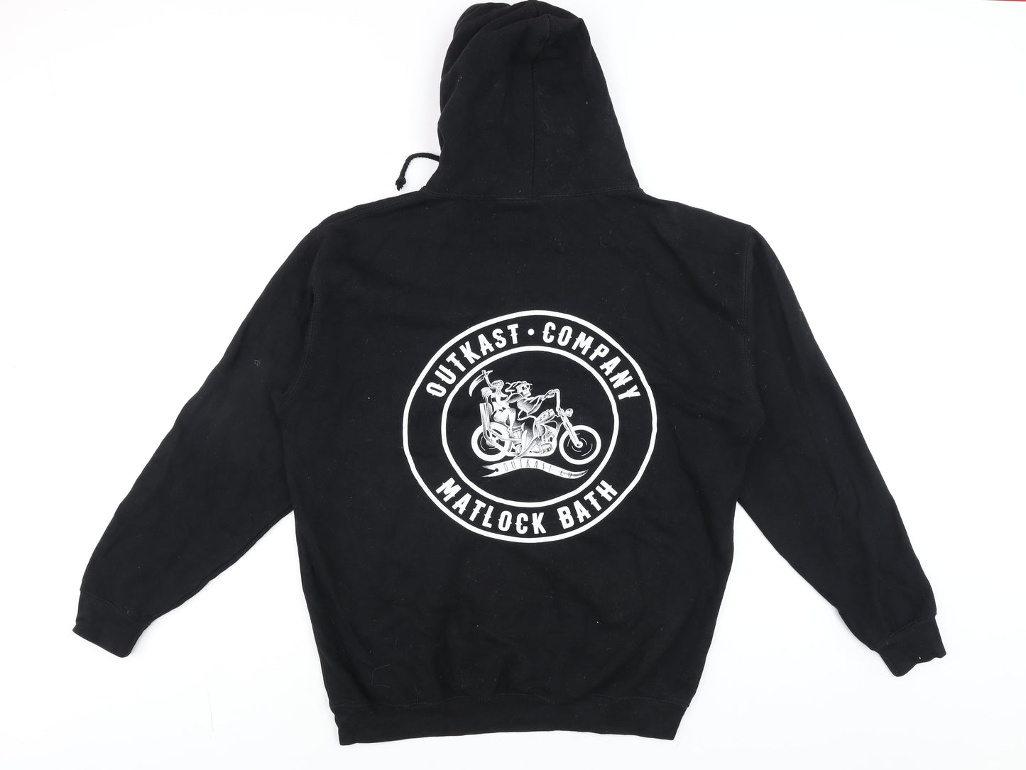 Just Hoods Men’s Black Pullover Hoodie L Biker Logo
