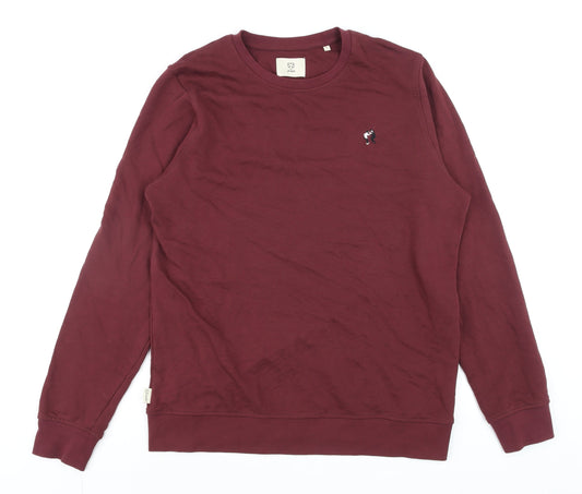 A-dam Mens Red Crew Neck Cotton Sweatshirt Size L
