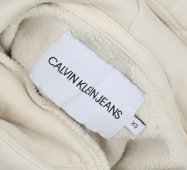Calvin Klein Jeans Mens Beige XS Pullover Hoodie Logo Fleece