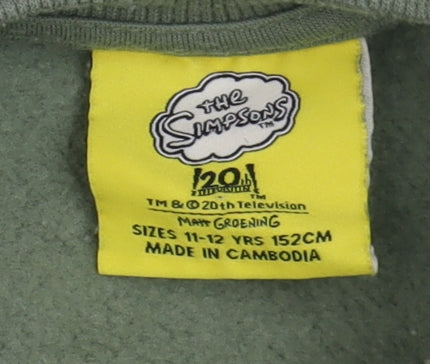 Primark Boys Green The Simpsons Pullover Sweatshirt 11-12 Years