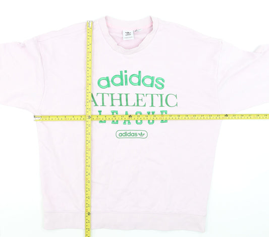 Adidas Women Pink Athletic League Sweatshirt UK 14 Crew Neck Pullover