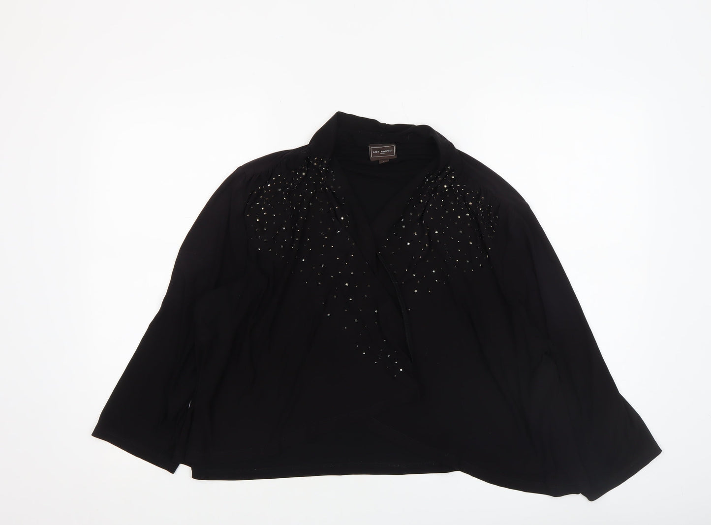 Ann Harvey Women's Black Beaded Chiffon Jacket Size 2 Formal Evening