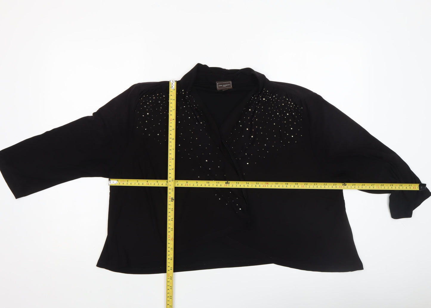 Ann Harvey Women's Black Beaded Chiffon Jacket Size 2 Formal Evening