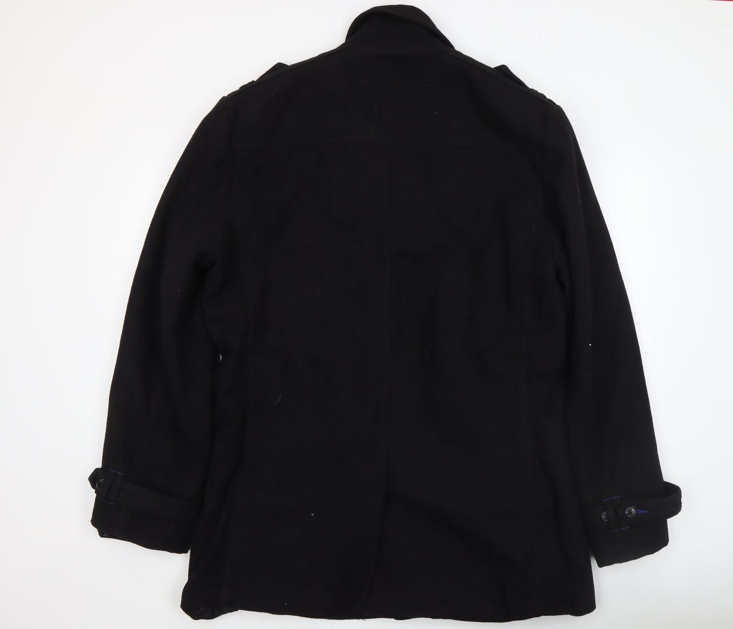 Tom Tailor Denim Men's Black Wool Blend Overcoat Size 2XL