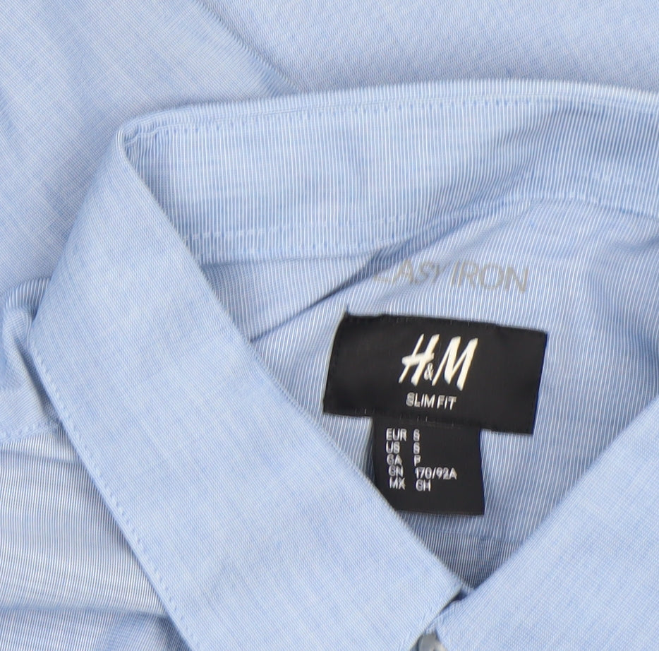 H&M Men's Blue Slim Fit Easy Iron Long Sleeve Dress Shirt Size S
