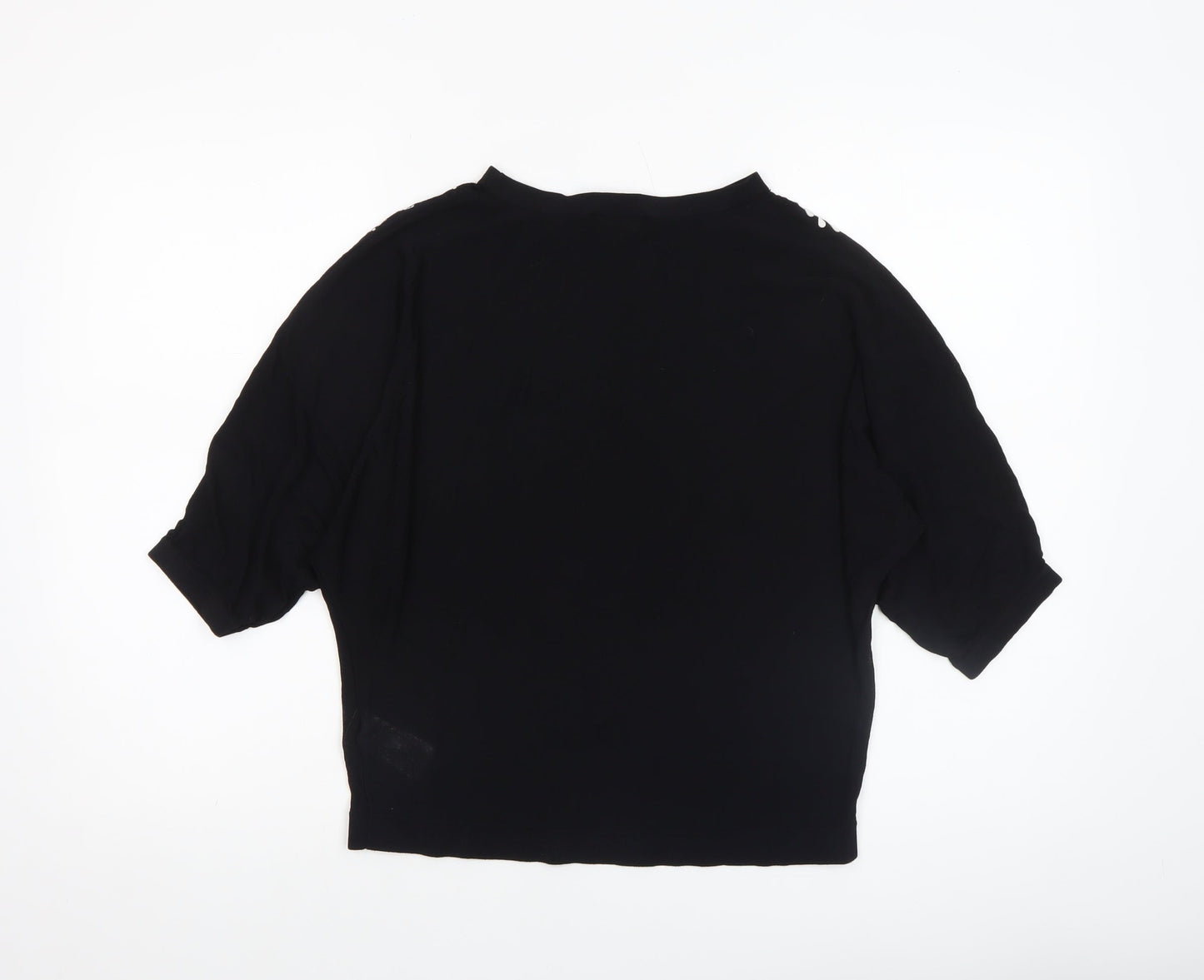Phase Eight Women Black Beaded Knit Cropped Blouse UK M