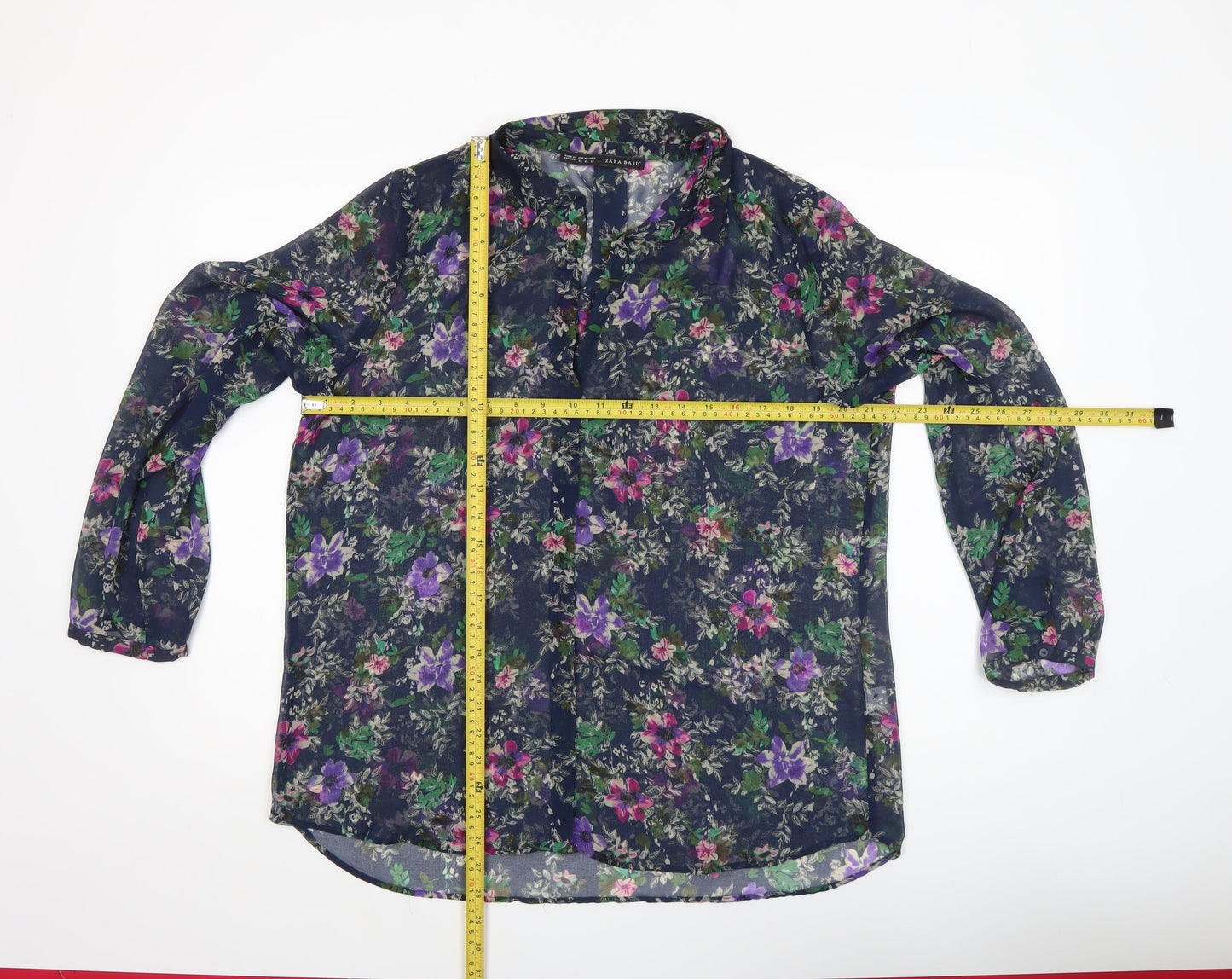 Zara Basic Women’s Multicoloured Floral Chiffon Blouse XL