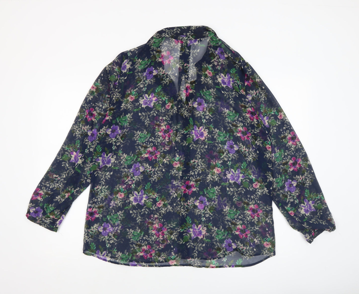 Zara Basic Women’s Multicoloured Floral Chiffon Blouse XL