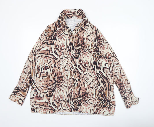 River Island Women’s Multicoloured Animal Print Long Sleeve Button-Up Blouse Size 12