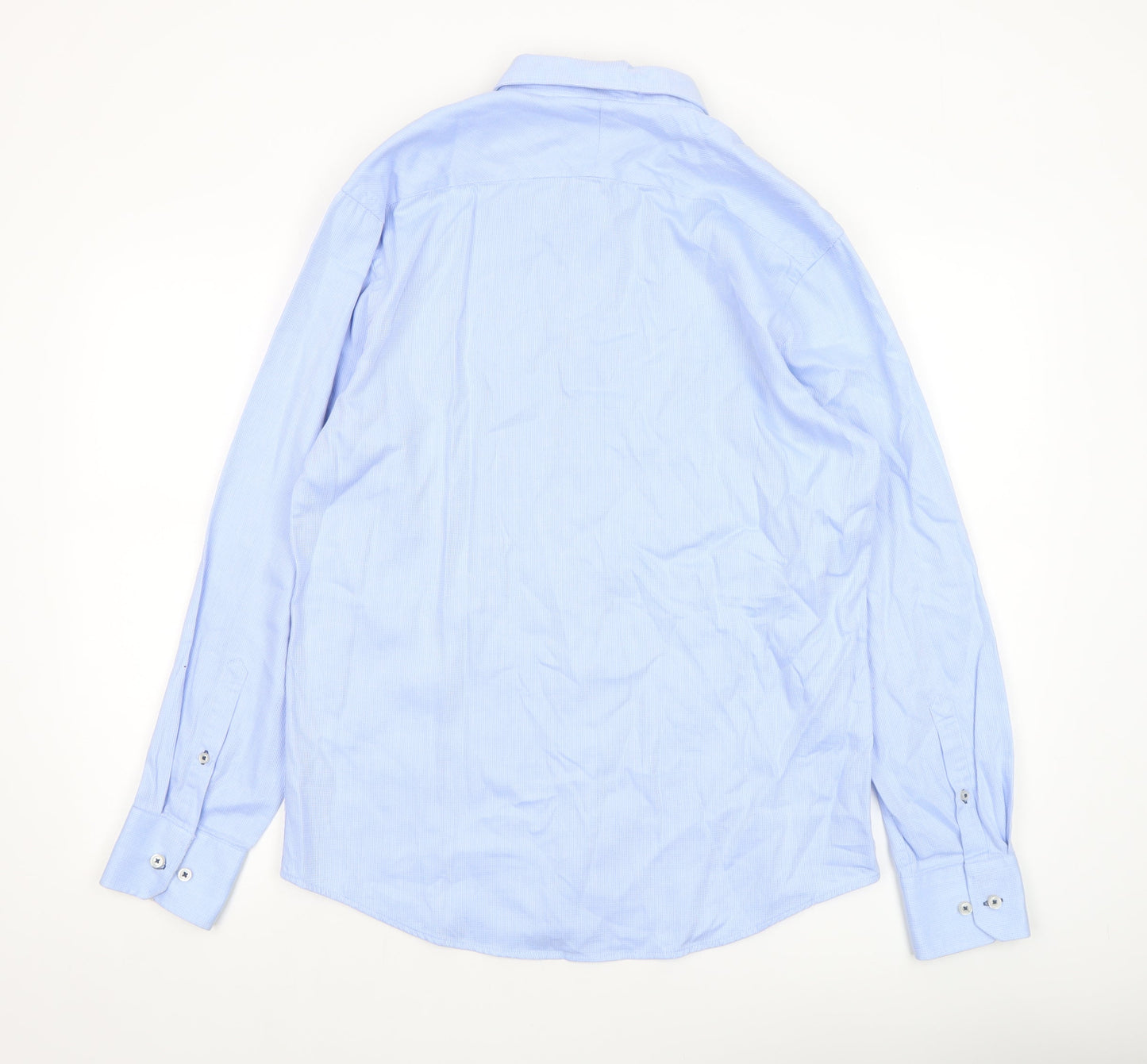 Dunnes Stores Men's Blue Regular Fit Cotton Long Sleeve Formal Shirt Size M