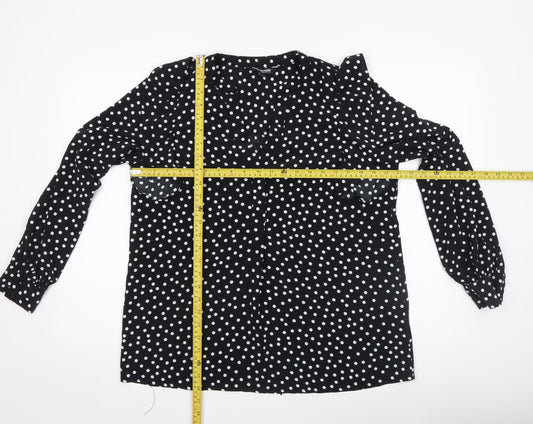 Debenhams Women’s Black White Polka Dot Ruffle Blouse Size 12