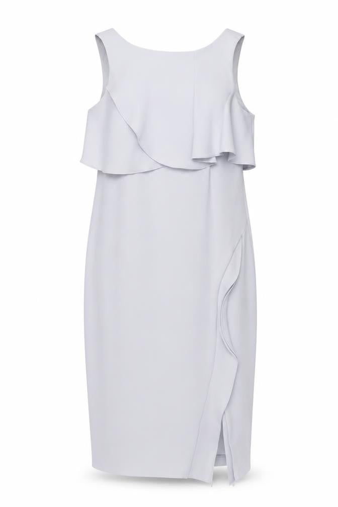 Coast Women Silver Size 12 Sheath Ruffle Formal Dress