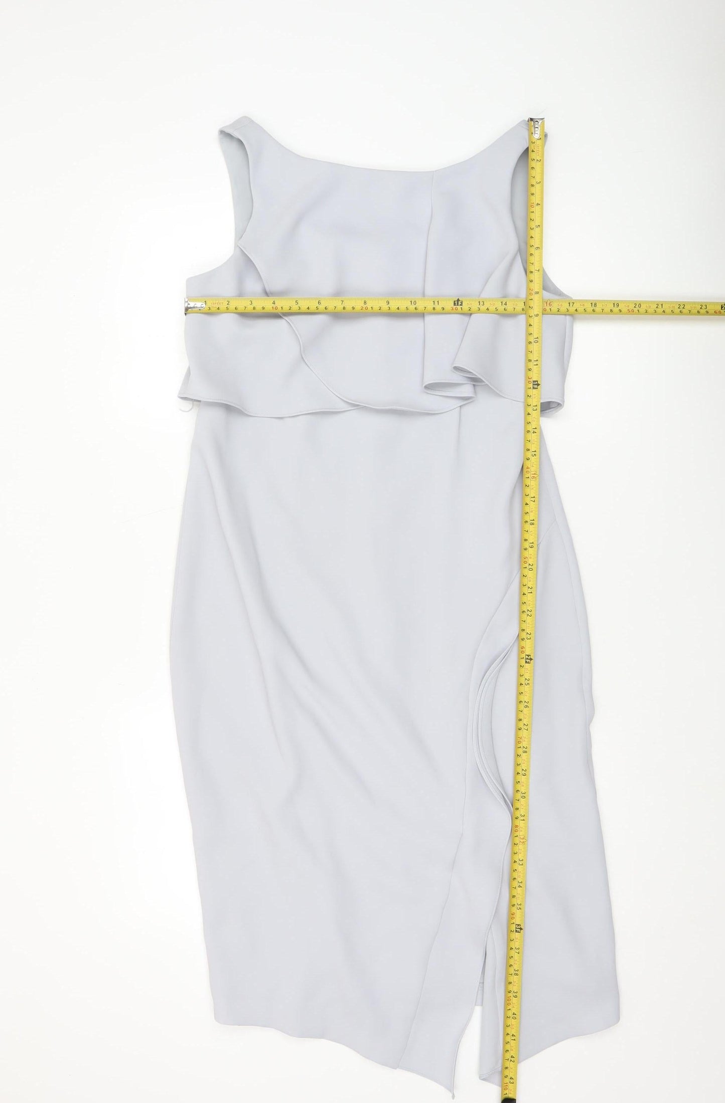 Coast Women Silver Size 12 Sheath Ruffle Formal Dress